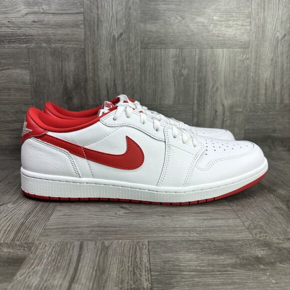 Air Jordan 1 Low OG Men's size 14 White University Red Causal Shoes CZ0790-161 - Picture 1 of 8